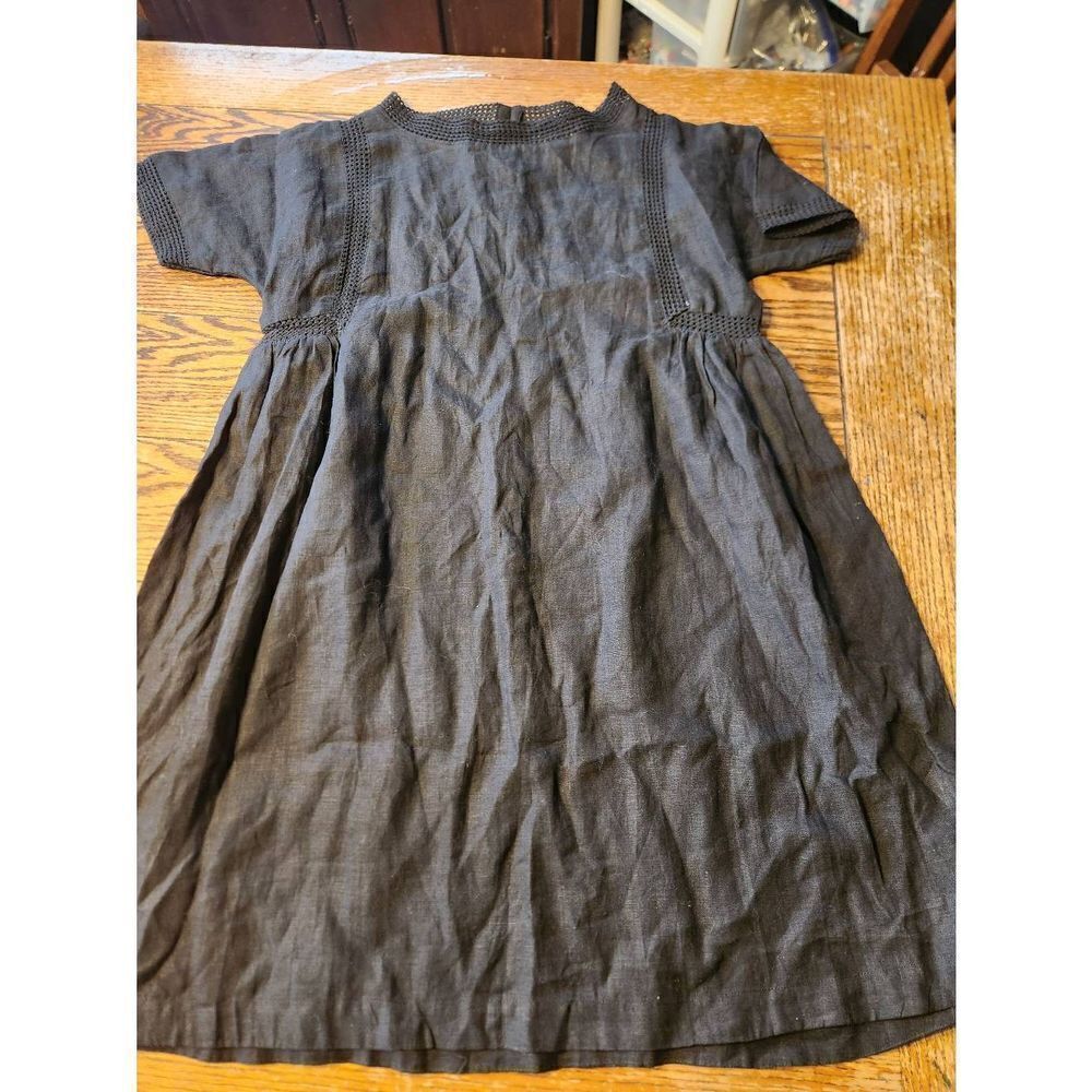 Pomegranate black linen dress sz Small